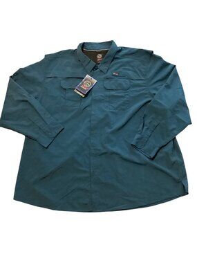 Wrangler Angler Mens All Terrain Gear Long Sleeve Poly Blend Size 4X Dk Teal NEW